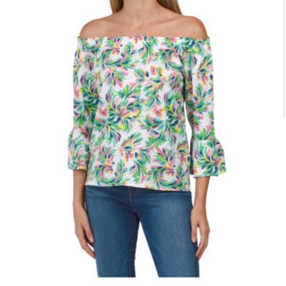 Stella Parker off shoulder blouse size L 100% cotton summer vacation wear